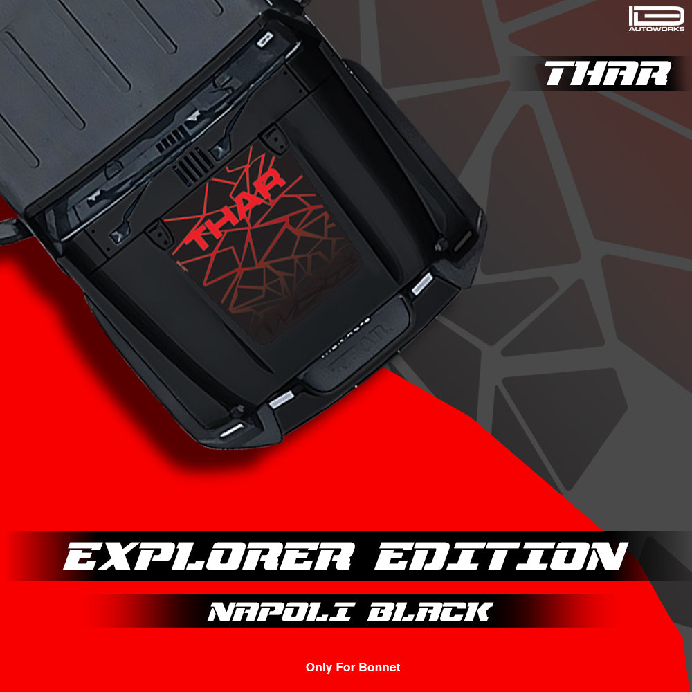 IDE Graphics Series - Explorer Edition | Only Bonnet decal for Mahindra Thar / Napoli Black