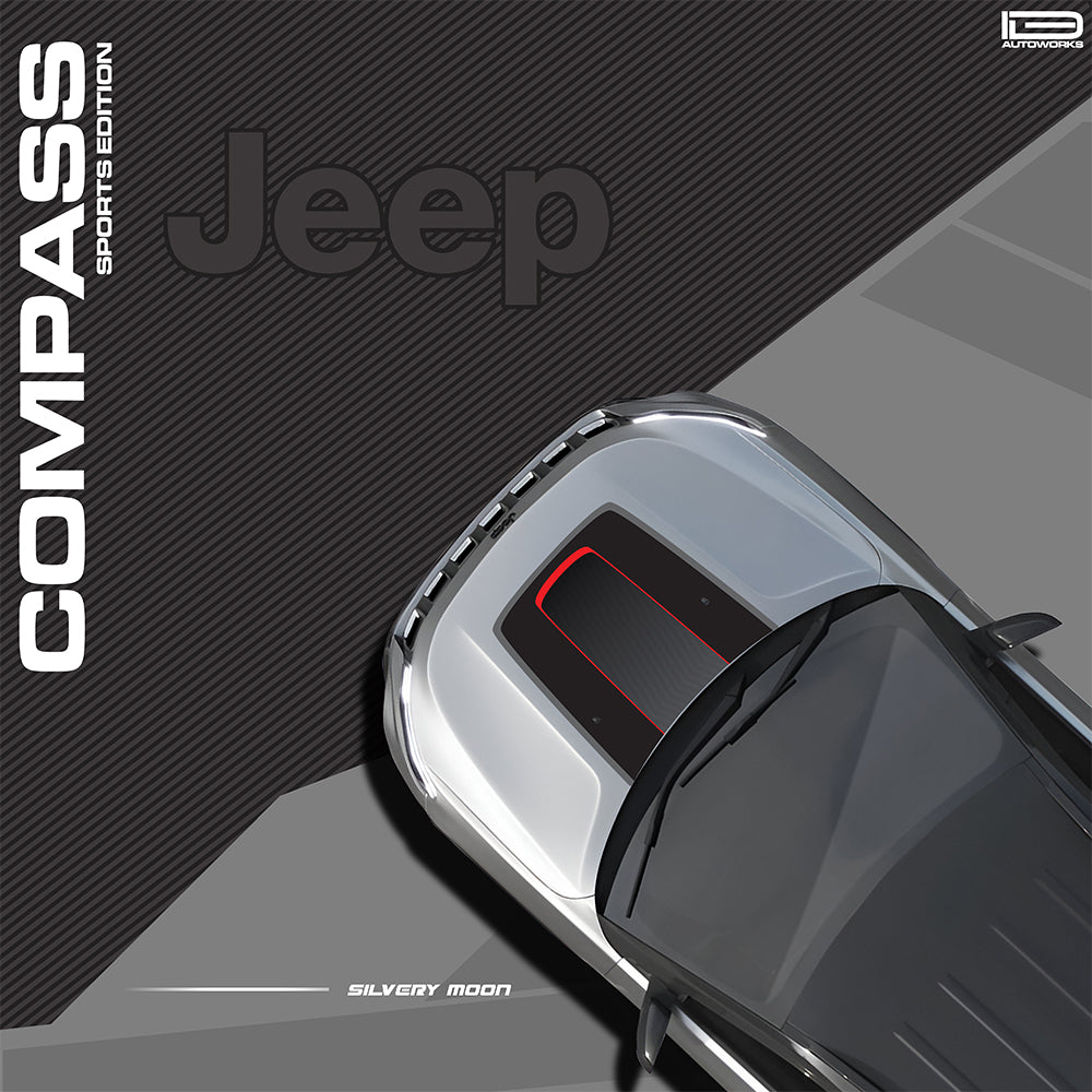 IDE GRAPHICS SERIES - Sports Edition (Only Bonnet Decal)  for JEEP Compass / 2017-Present (Silvery Moon)