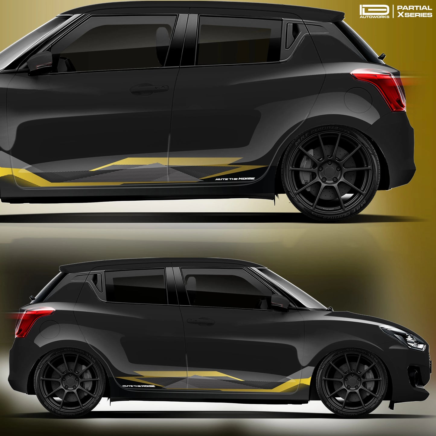 Mute The Noise Edition Graphics for Maruti Suzuki Swift black
