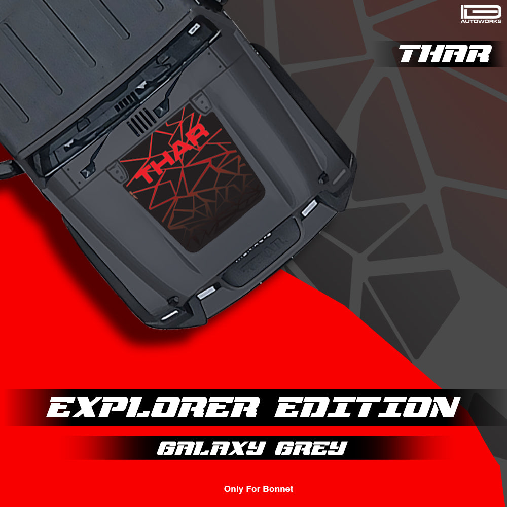 IDE Graphics Series - Explorer Edition | Only Bonnet Decal for Mahindra Thar / Deep Grey