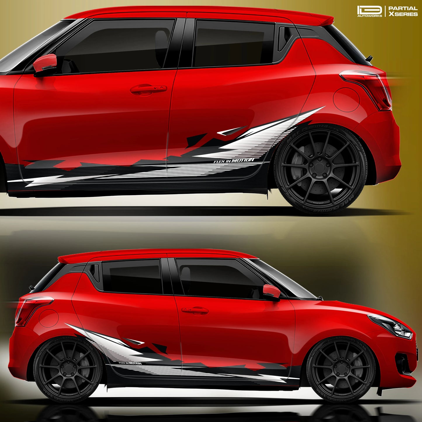 Flex in Motion Edition Graphics for Maruti Suzuki Swift red