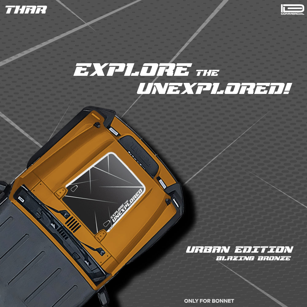 IDE Graphics Series - Urban Edition | Only Bonnet Decal for Mahindra Thar / Blazing Bronze