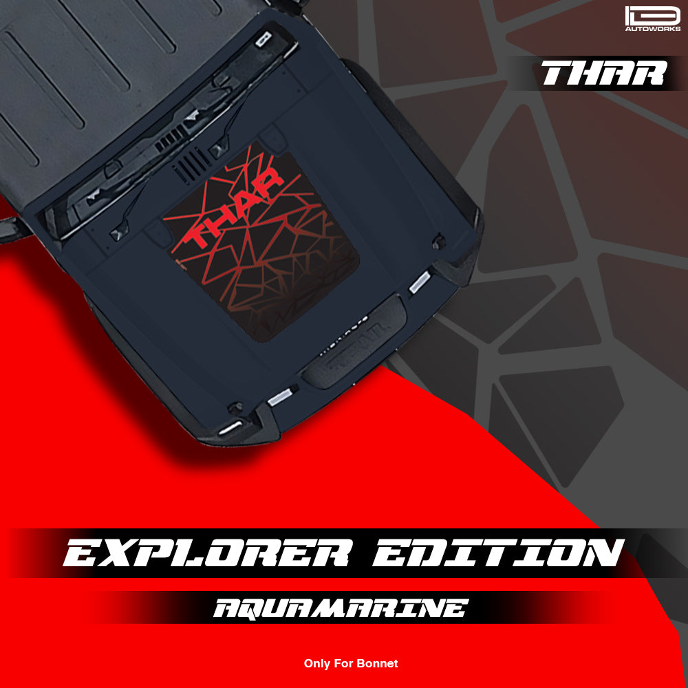 IDE Graphics Series - Explorer Edition | Bonnet Decal for Mahindra Thar / Aquamarine