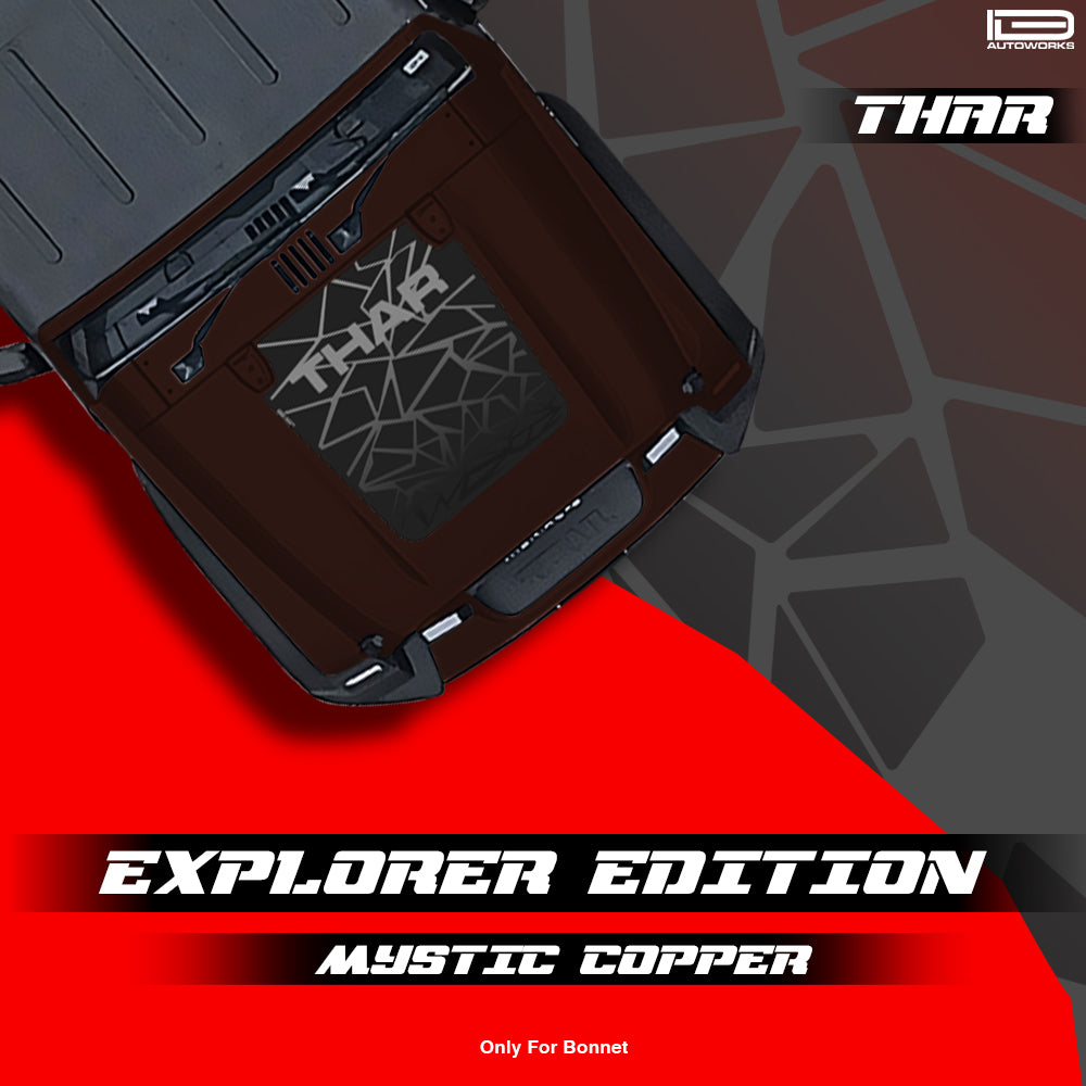 IDE Graphics Series - Explorer Edition | Only Bonnet Decal for Mahindra Thar / Mystic Copper