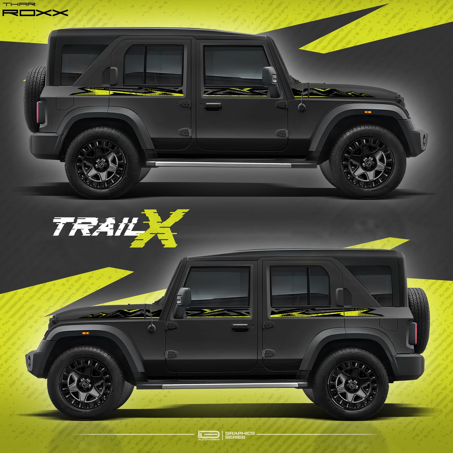 IDE Graphics Series - Trail X Edition for Mahindra Thar Roxx (Stealth Black)