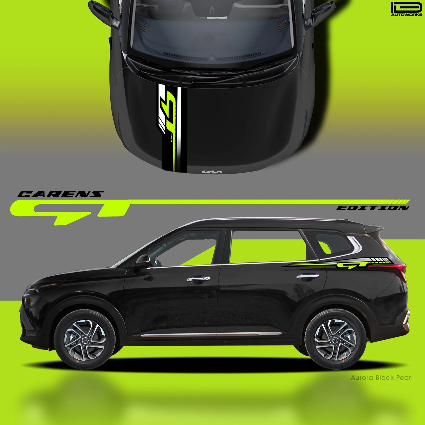 GT Edition Car Graphics Kit for Kia Carens black