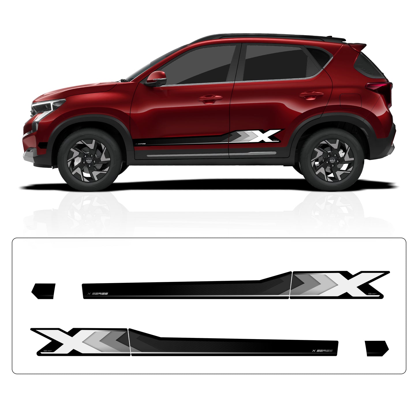 IDE GRAPHICS SERIES - X Series for Kia Sonet (Intense Red)