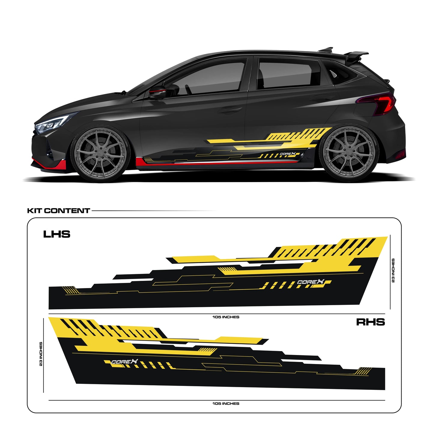 CoreX Edition Graphics for Hyundai i20 black
