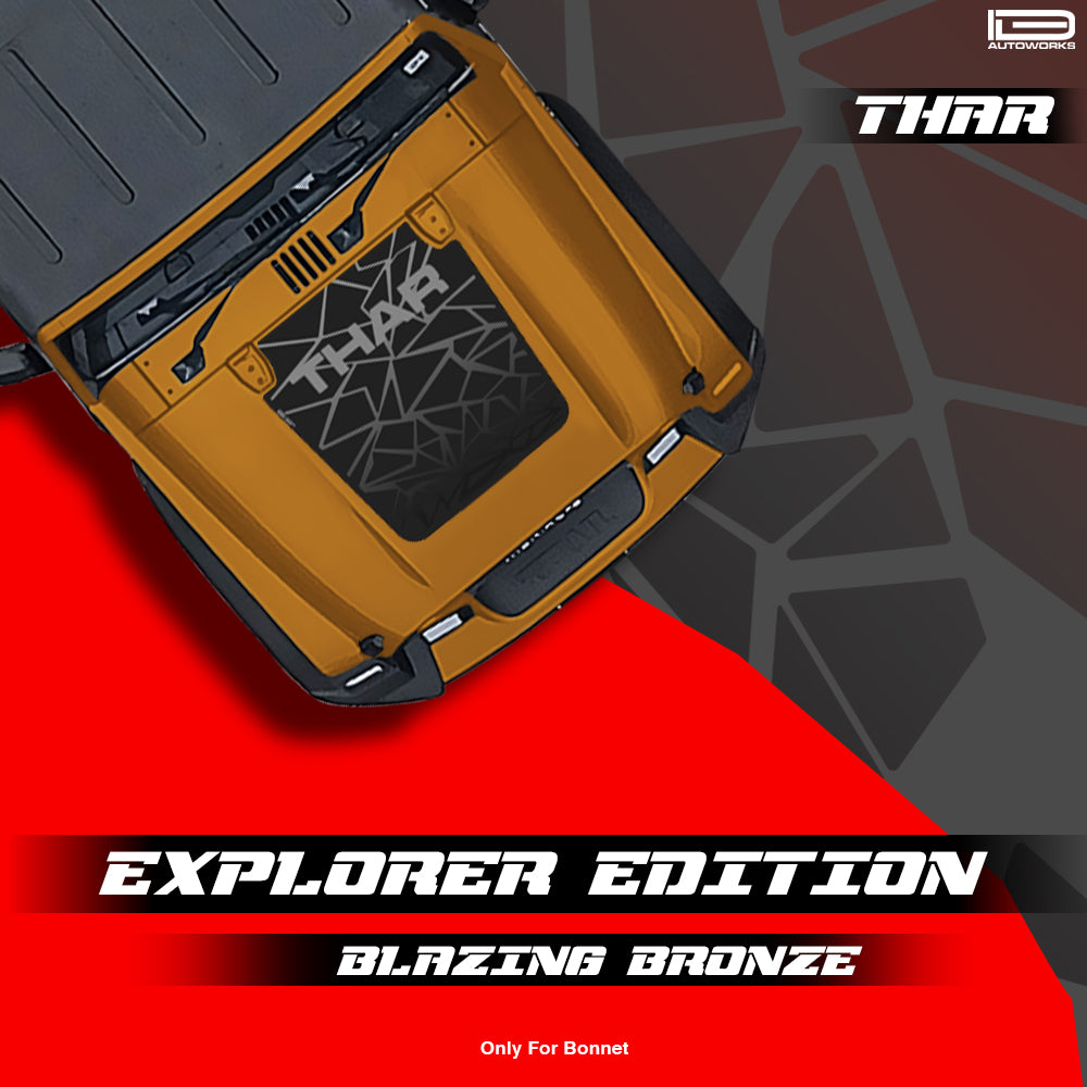 IDE Graphics Series - Explorer Edition | Only Bonnet Decal for Mahindra Thar / Blazing Bronze