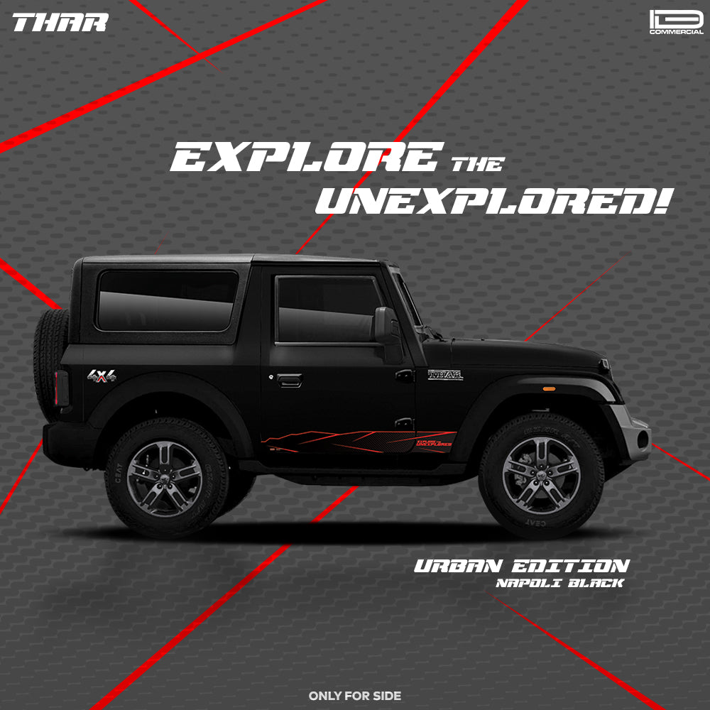 IDE Graphics Series - Urban Edition | Only Side Decals for Mahindra Thar / Napoli Black