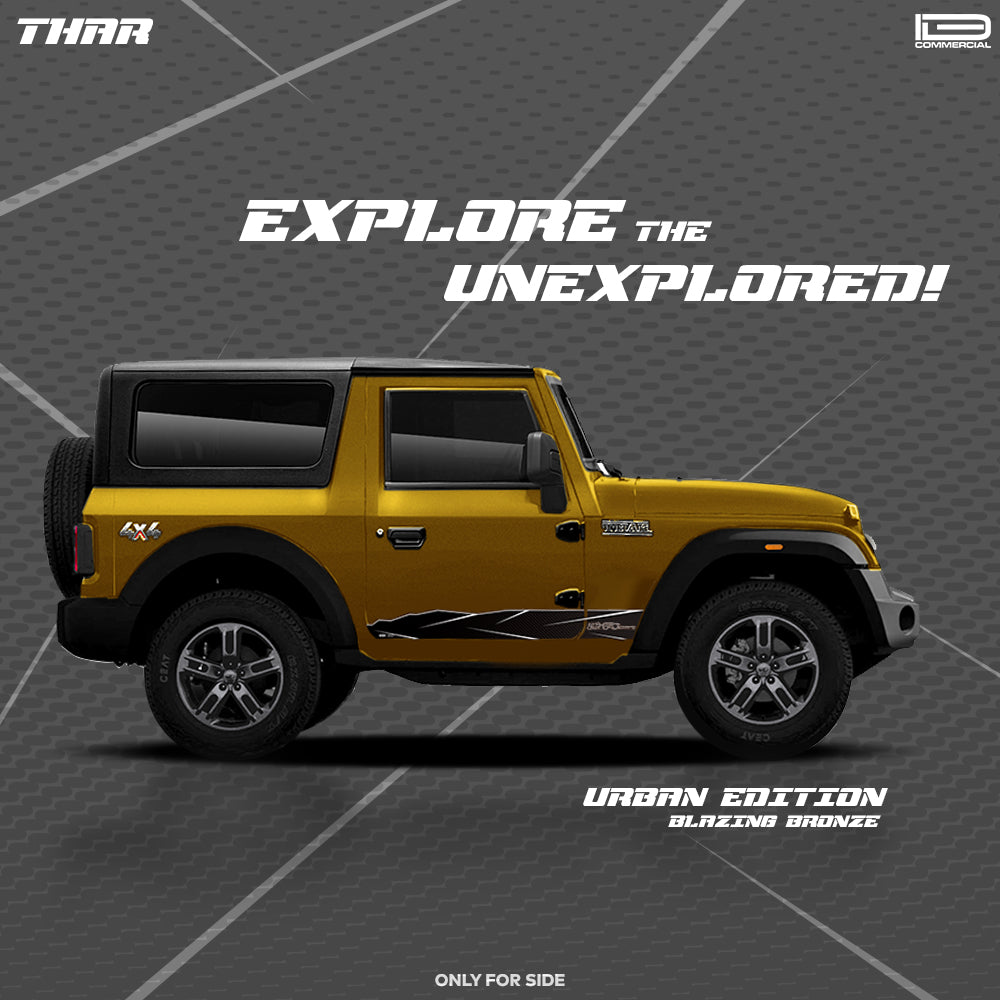 IDE Graphics Series - Urban Edition | Only Side Decals for Mahindra Thar / Blazing Bronze