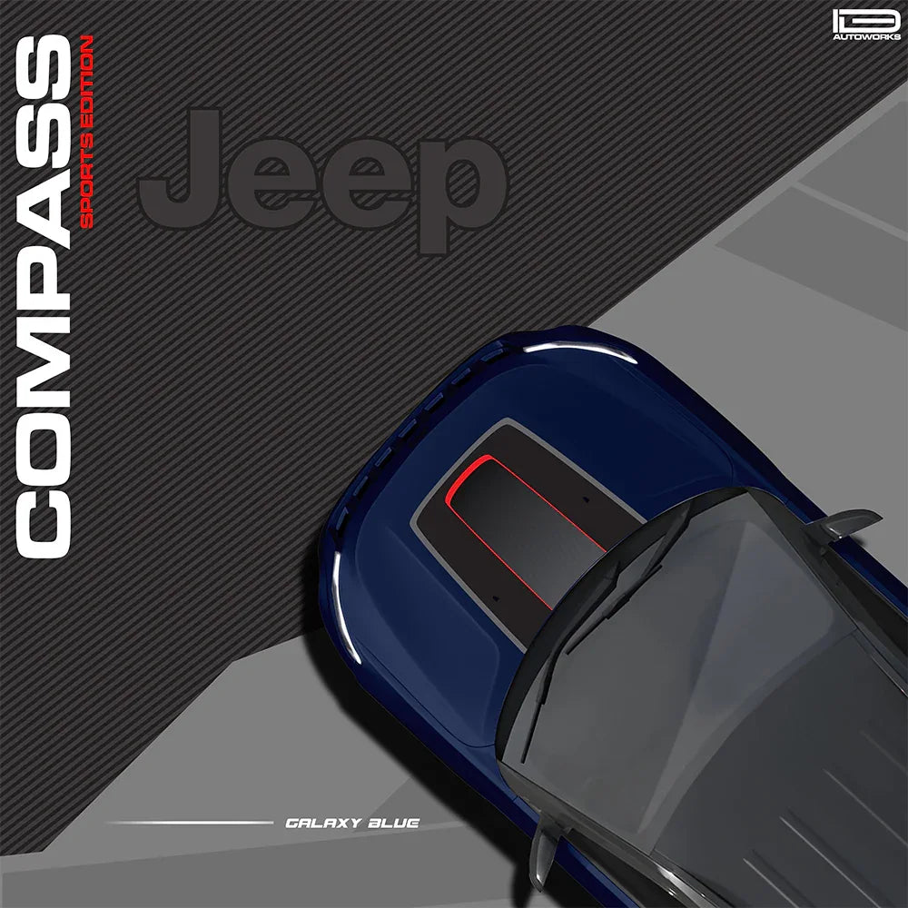 Sports Edition Bonnet Graphics for Jeep Compass blue
