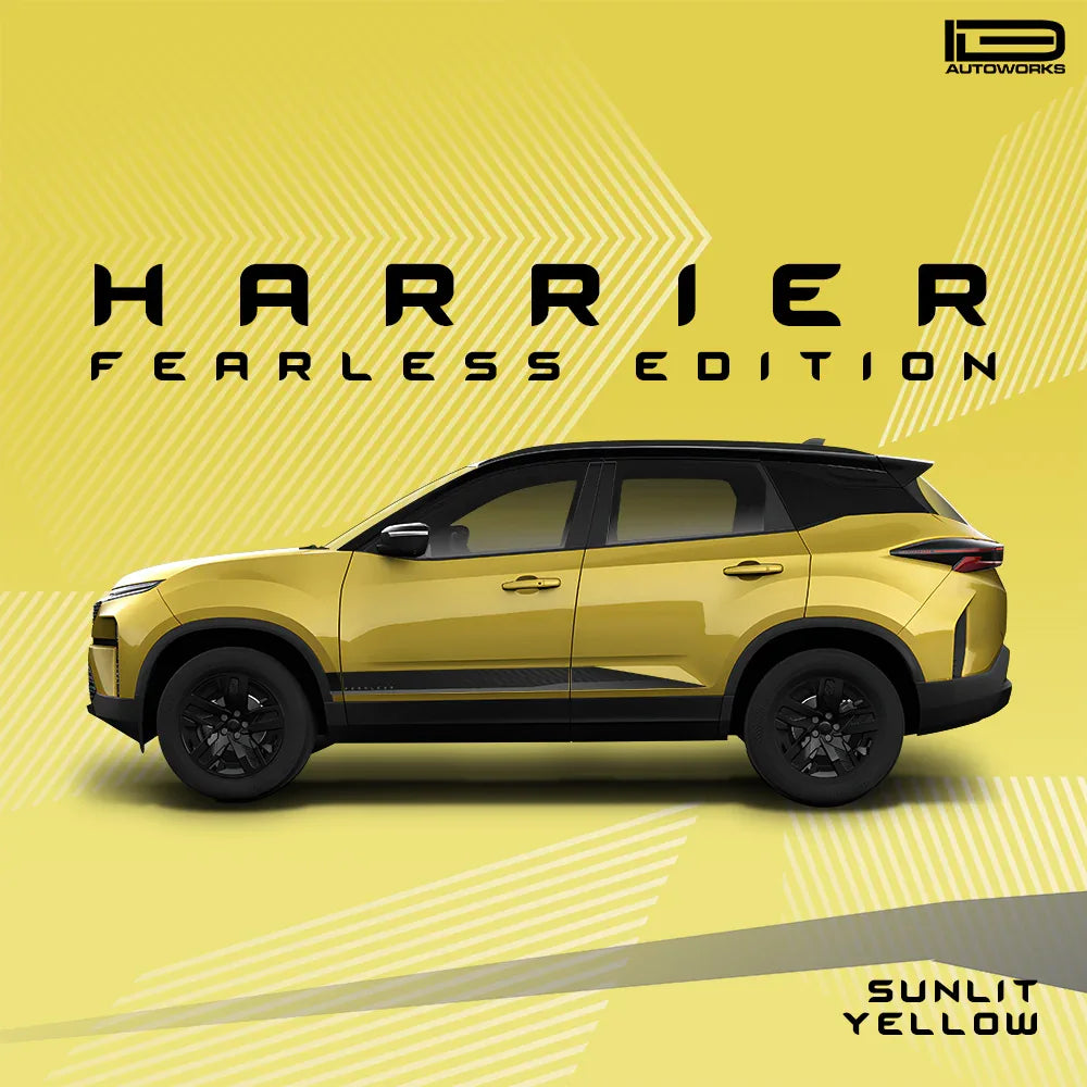 Fearless Edition Car Graphics for Tata Harrier yellow