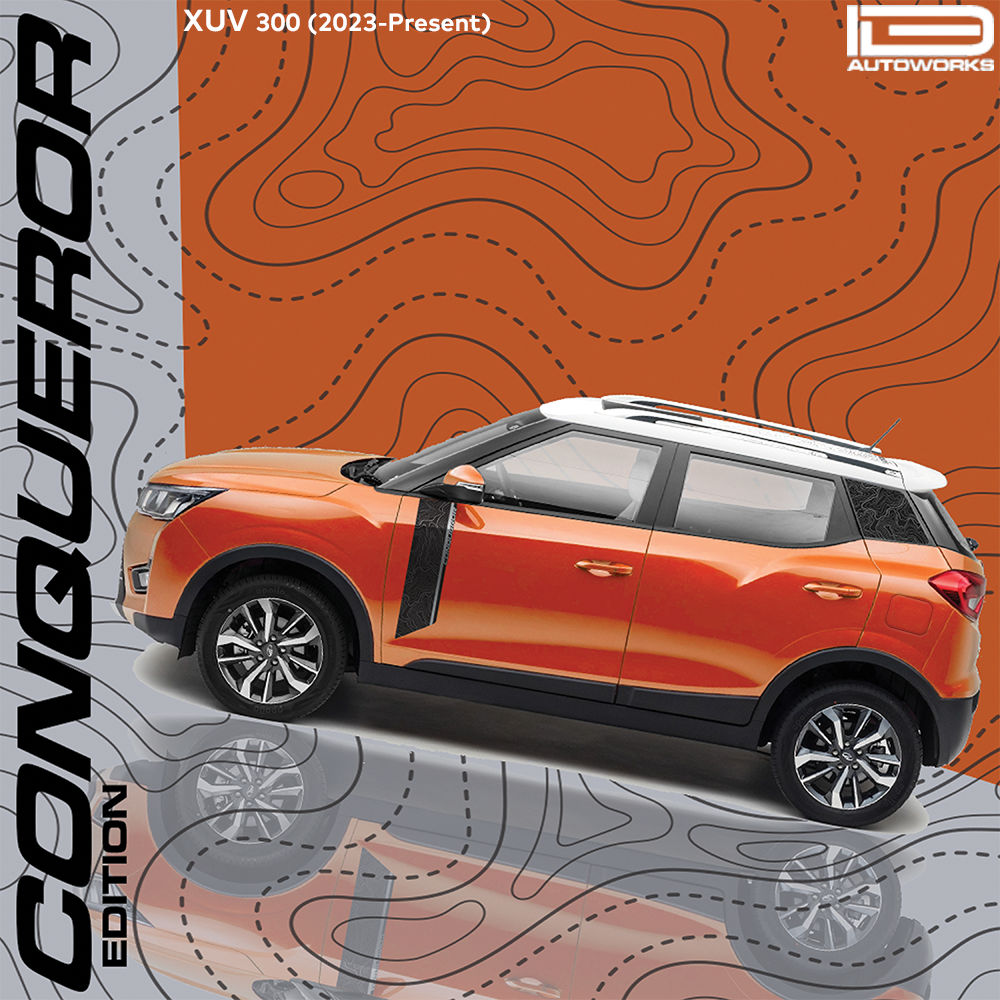 IDE GRAPHICS SERIES - Conqueror Edition for Mahindra  XUV 300 /2023-Present (Sunburst Orange)