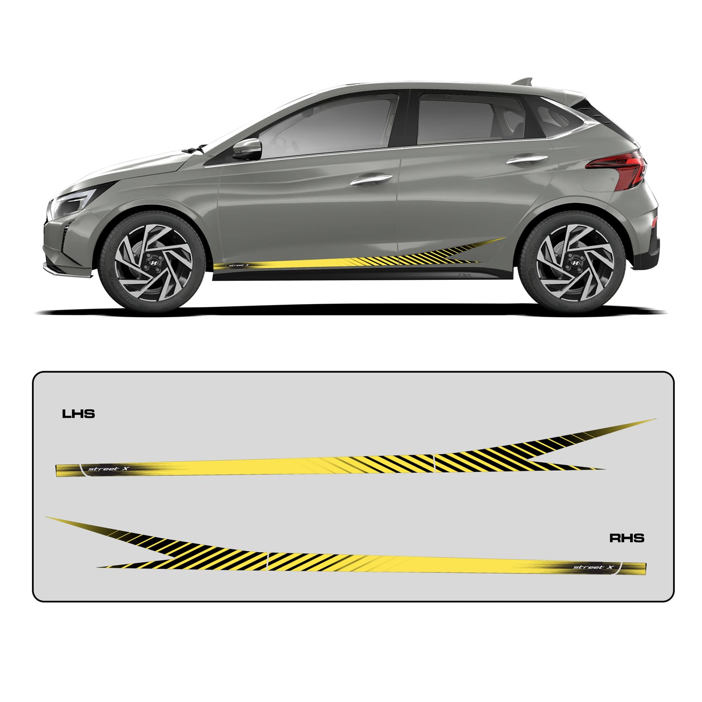 Street X Series Graphics for Hyundai i20 grey