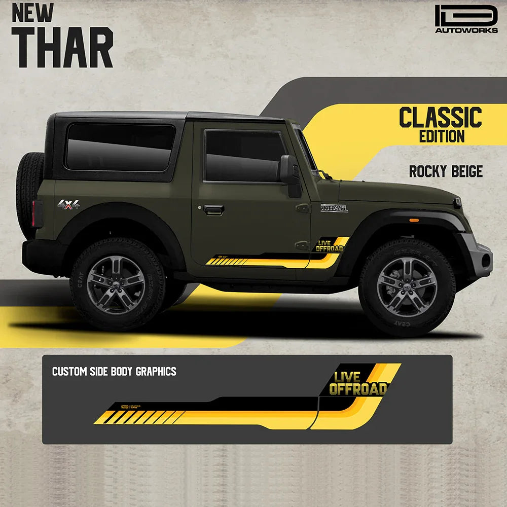 Classic Edition Graphics for Mahindra Thar rocky beige