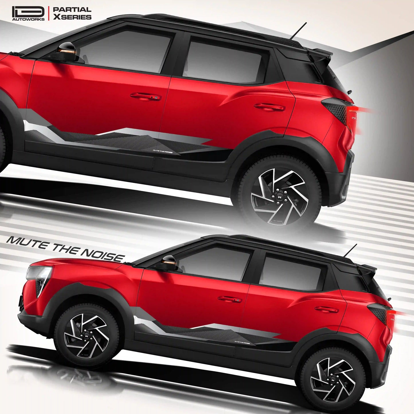 Mute The Noise Edition Graphics for Mahindra 3XO red