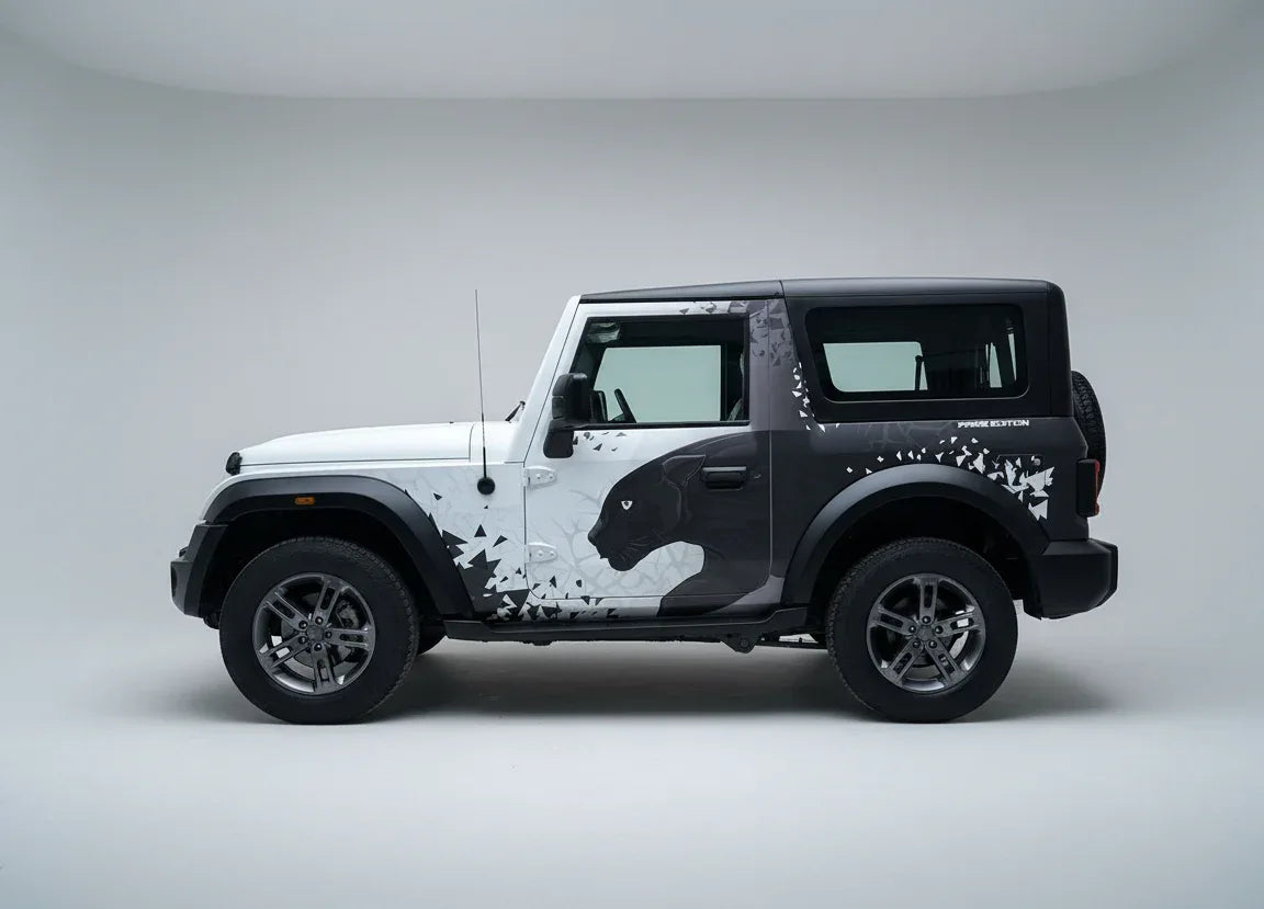 Panther Edition Graphics for Mahindra Thar white