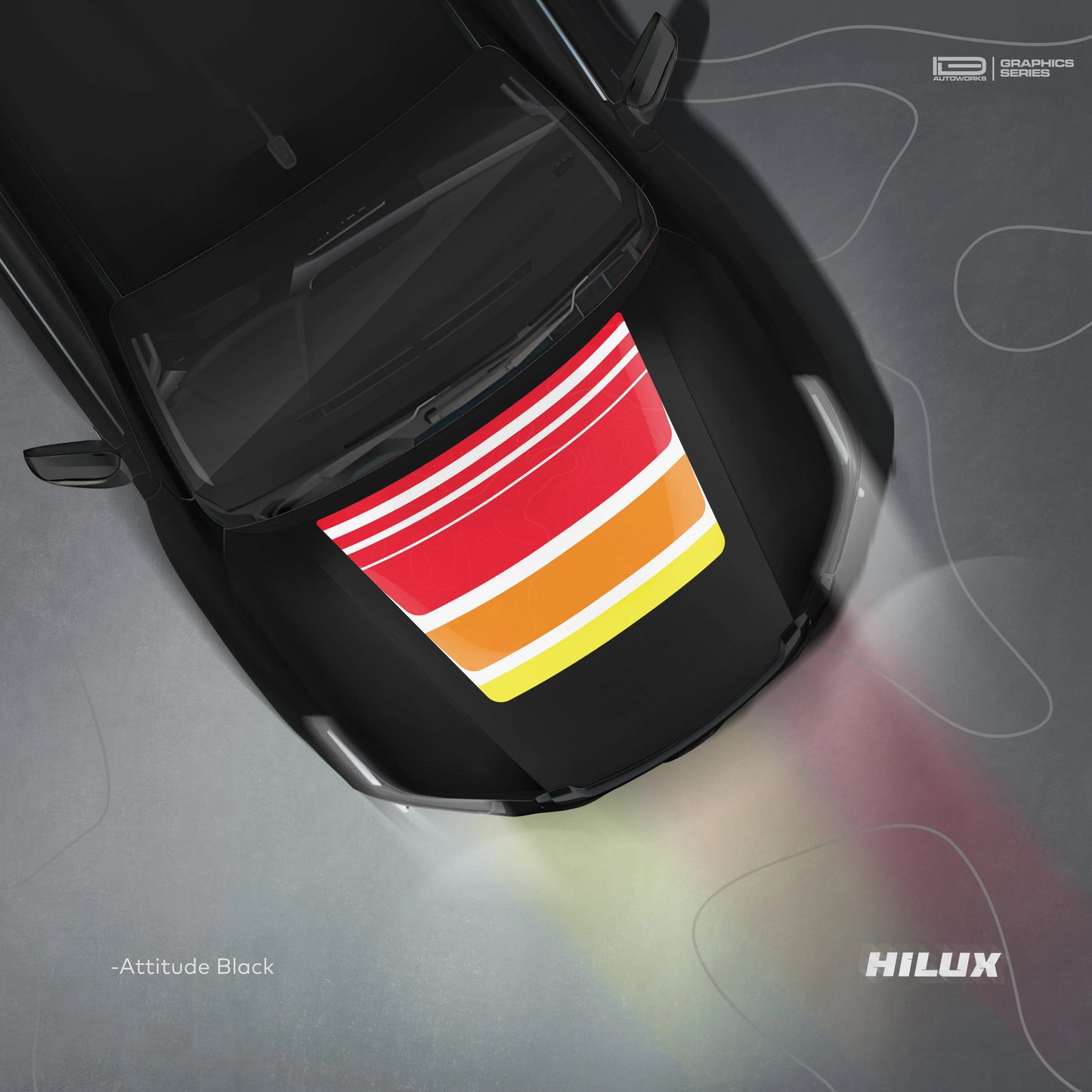 Classic Cruiser Edition Bonnet Graphics for Toyota Hilux black