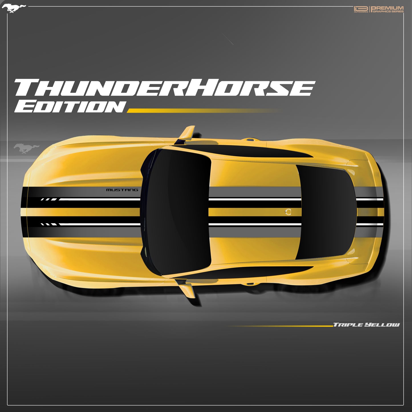 IDE PREMIUM GRAPHICS SERIES - ThunderHorse Edition Top for Ford Mustang (Triple Yellow)