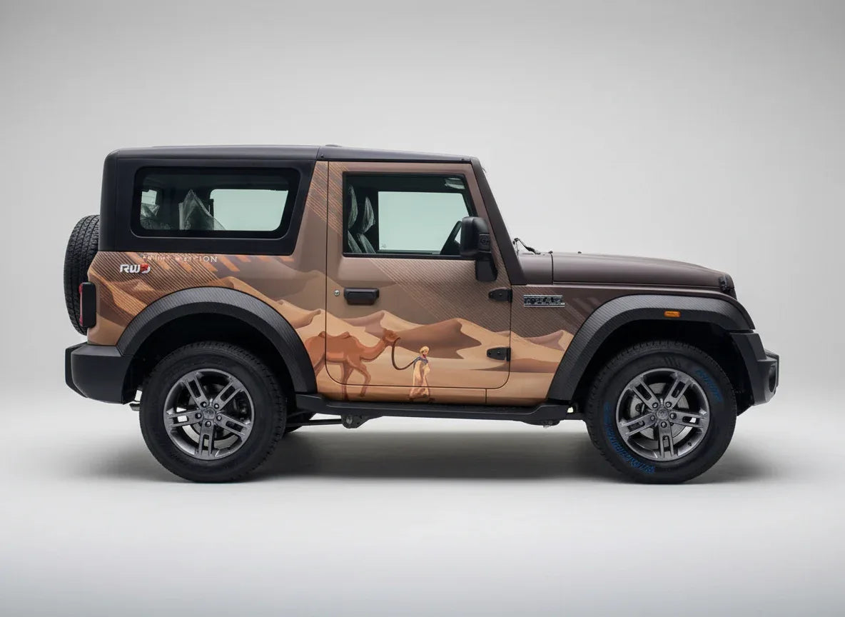 Desert Edition Graphics for Mahindra Thar black