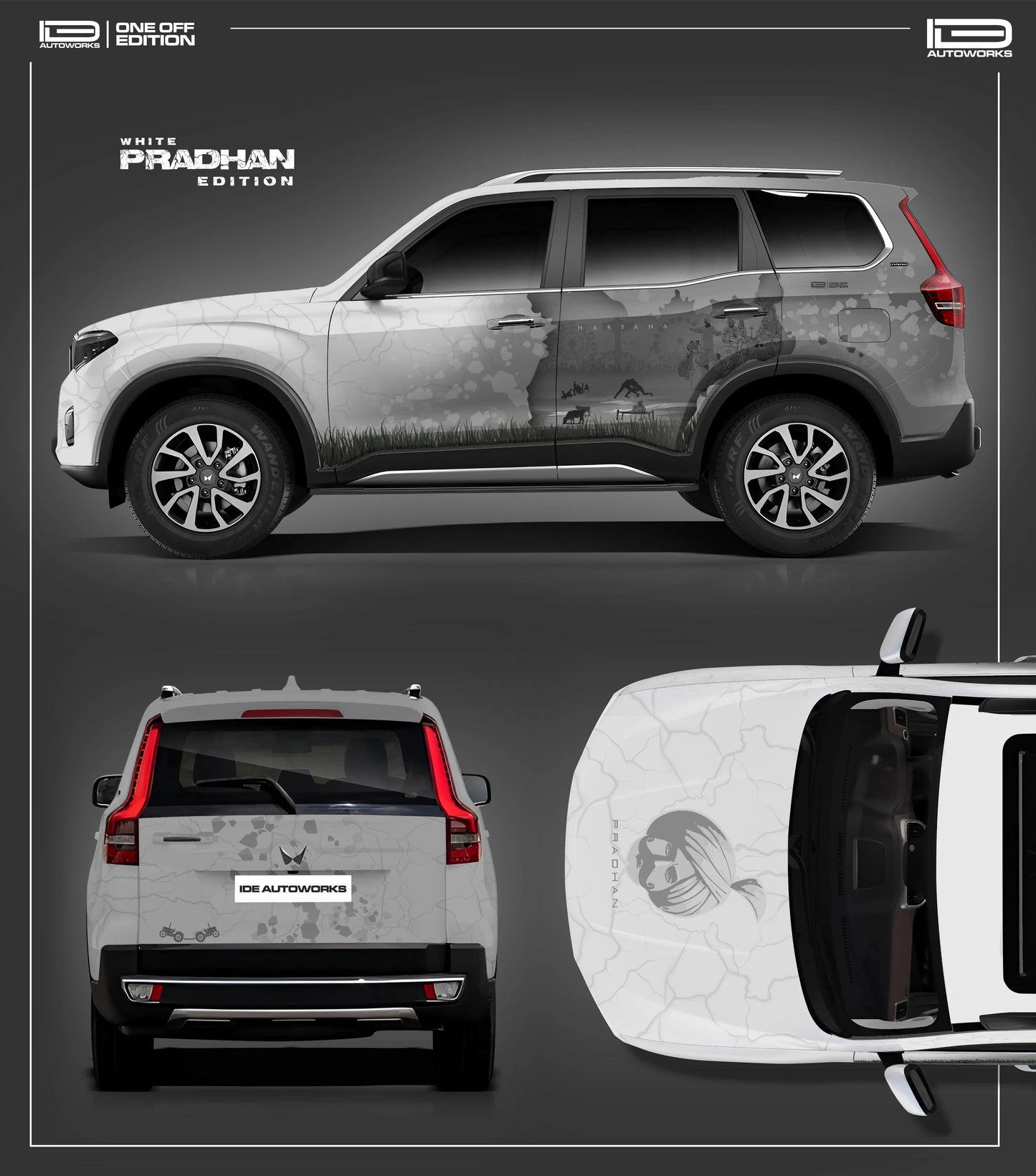 Pradhan Edition Graphics for Mahindra Scorpio N white