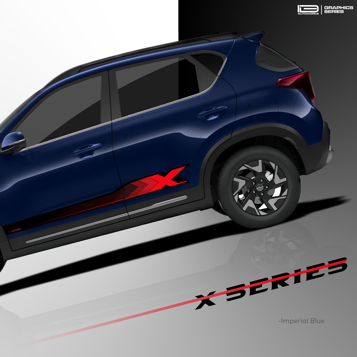IDE GRAPHICS SERIES - X Series for Kia Sonet (Imperial Blue)