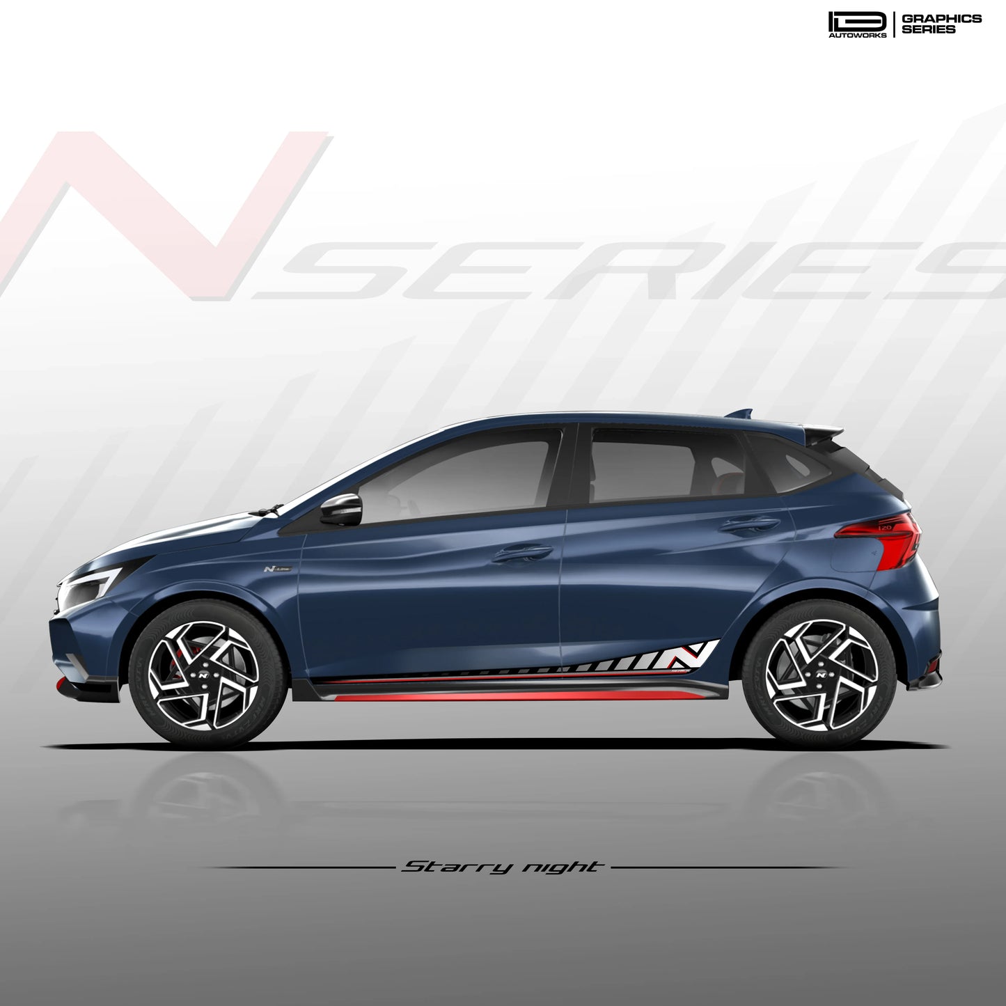 N Series Graphics for Hyundai i20 blue