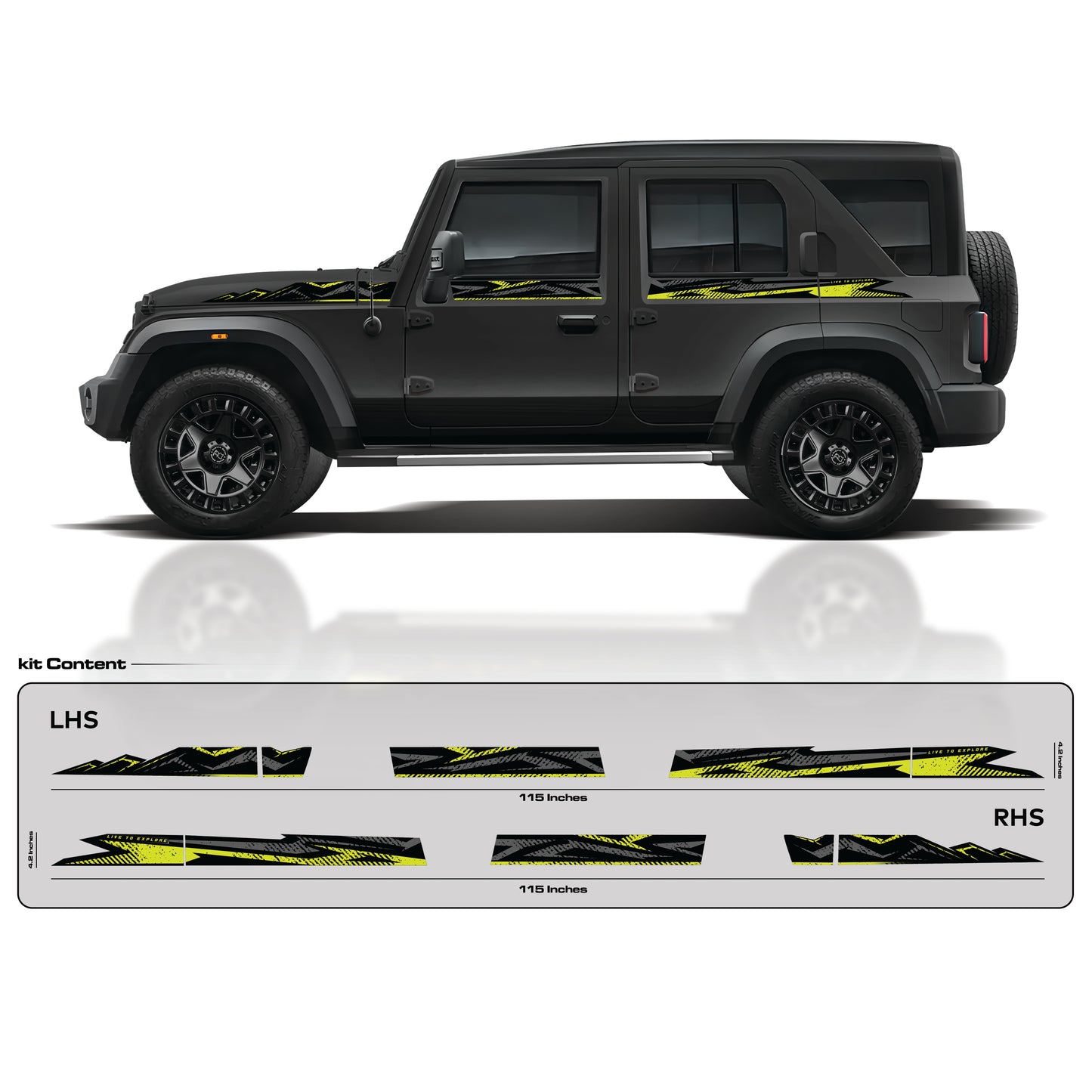 IDE Graphics Series - Trail X Edition for Mahindra Thar Roxx (Stealth Black)