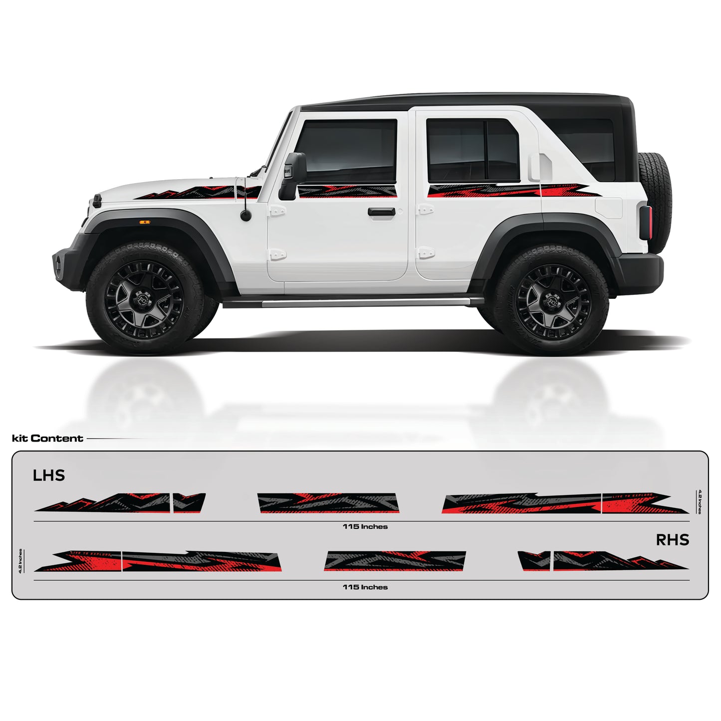 IDE Graphics Series - Trail X Edition for Mahindra Thar Roxx (Everest White)