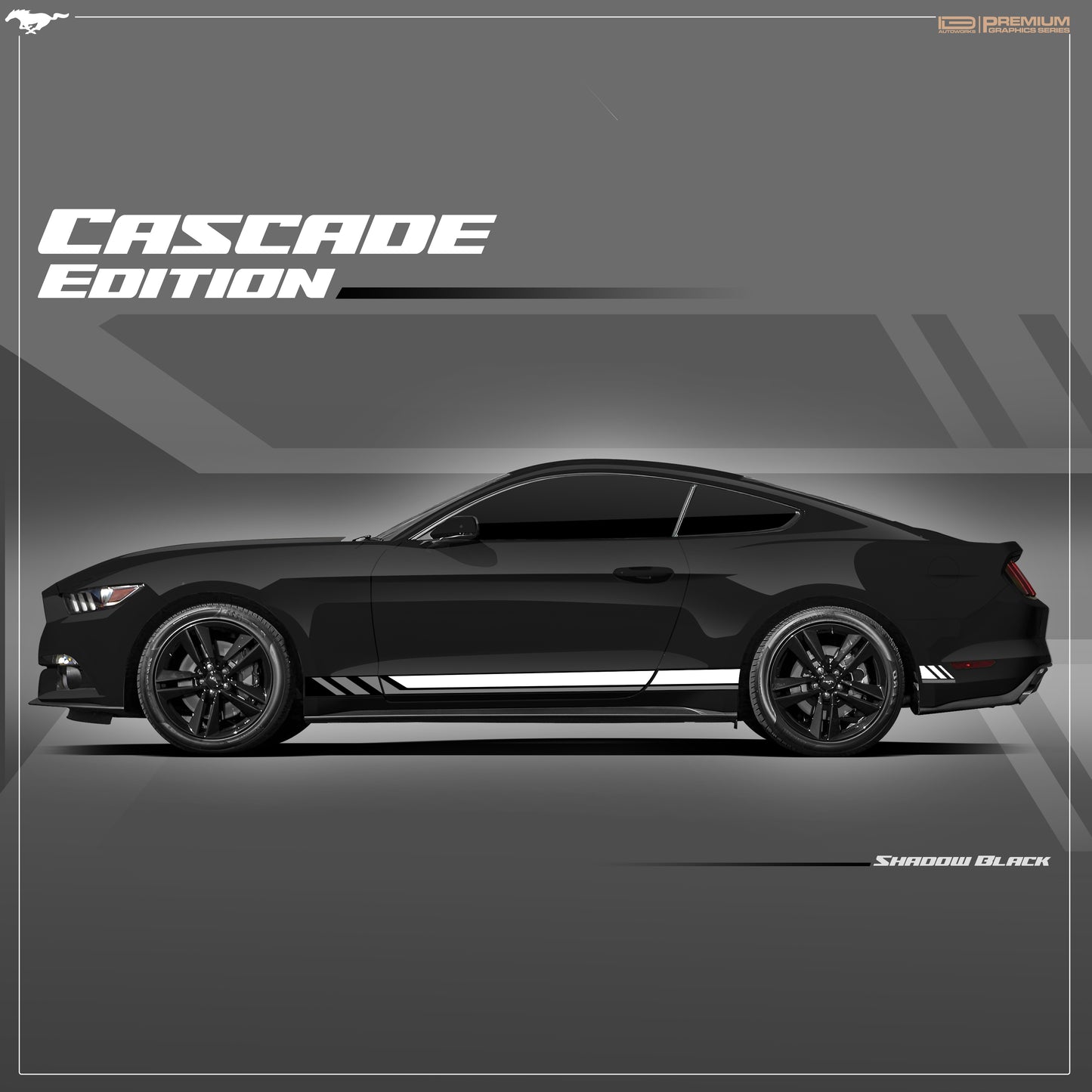 IDE PREMIUM GRAPHICS SERIES - Cascade Edition Side for Ford Mustang (Shadow Black)