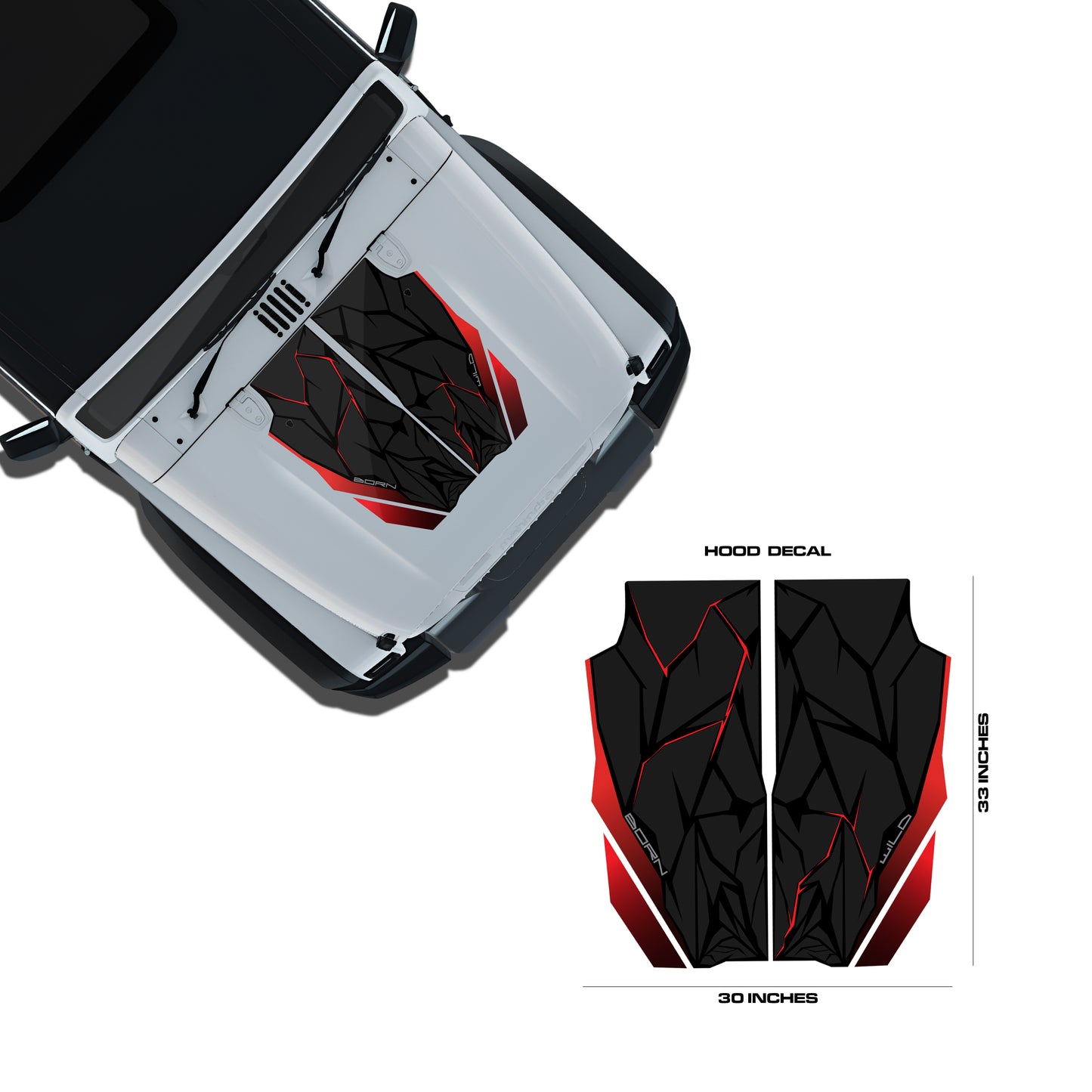 IDE Graphics Series - Wild X Edition for Mahindra Thar Roxx / Bonnet (Everest White)