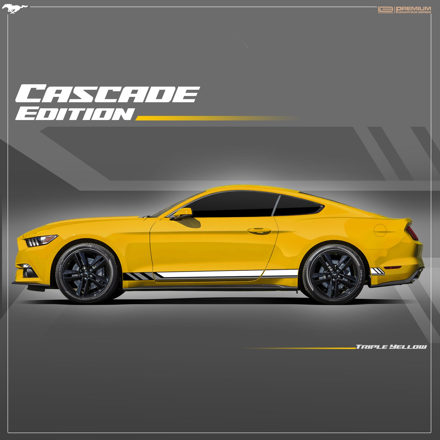 IDE PREMIUM GRAPHICS SERIES - Cascade Edition Side for Ford Mustang (Triple Yellow)