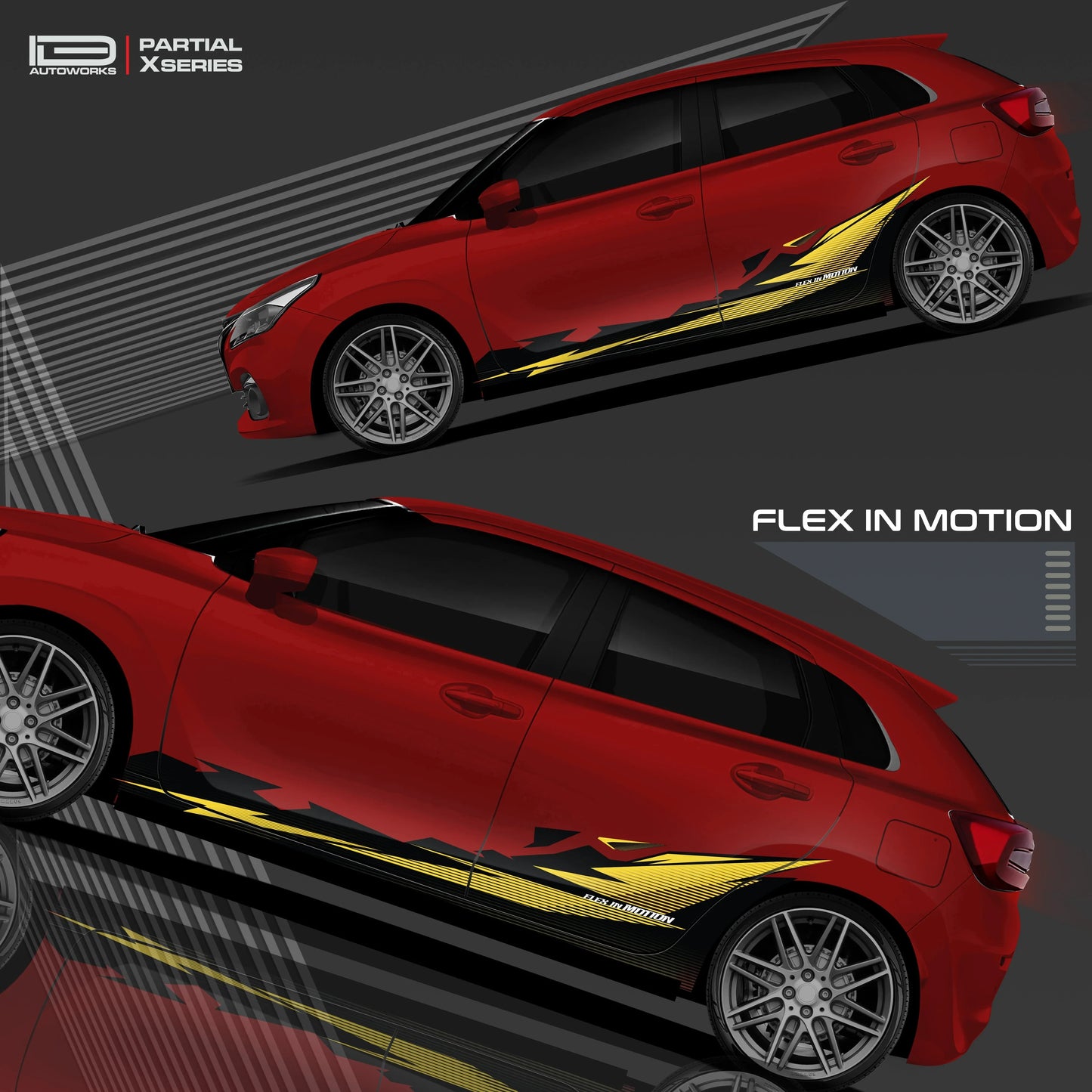 Flex in Motion Edition Graphics for Maruti Suzuki Baleno red