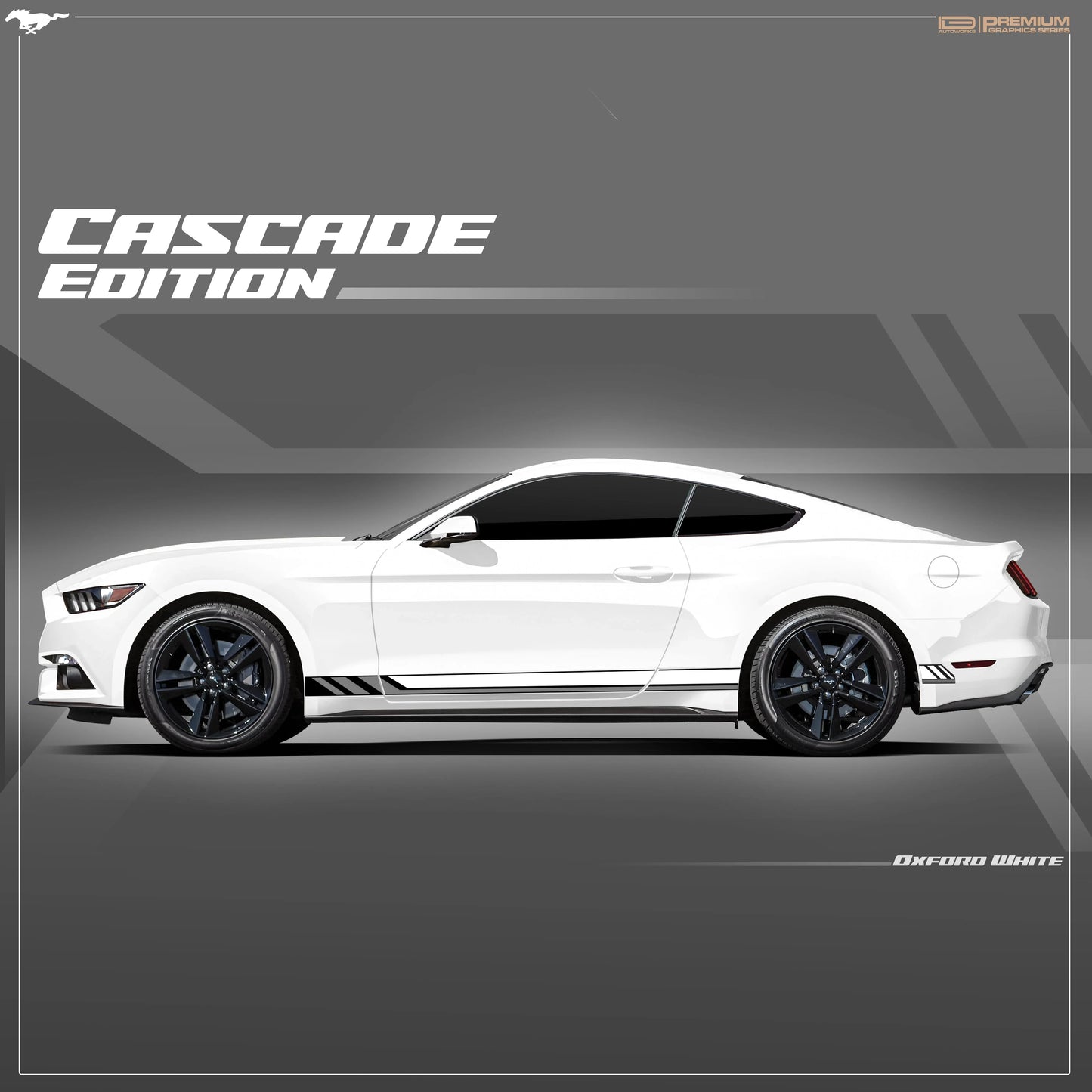 Cascade Edition Side Graphics for Ford Mustang white