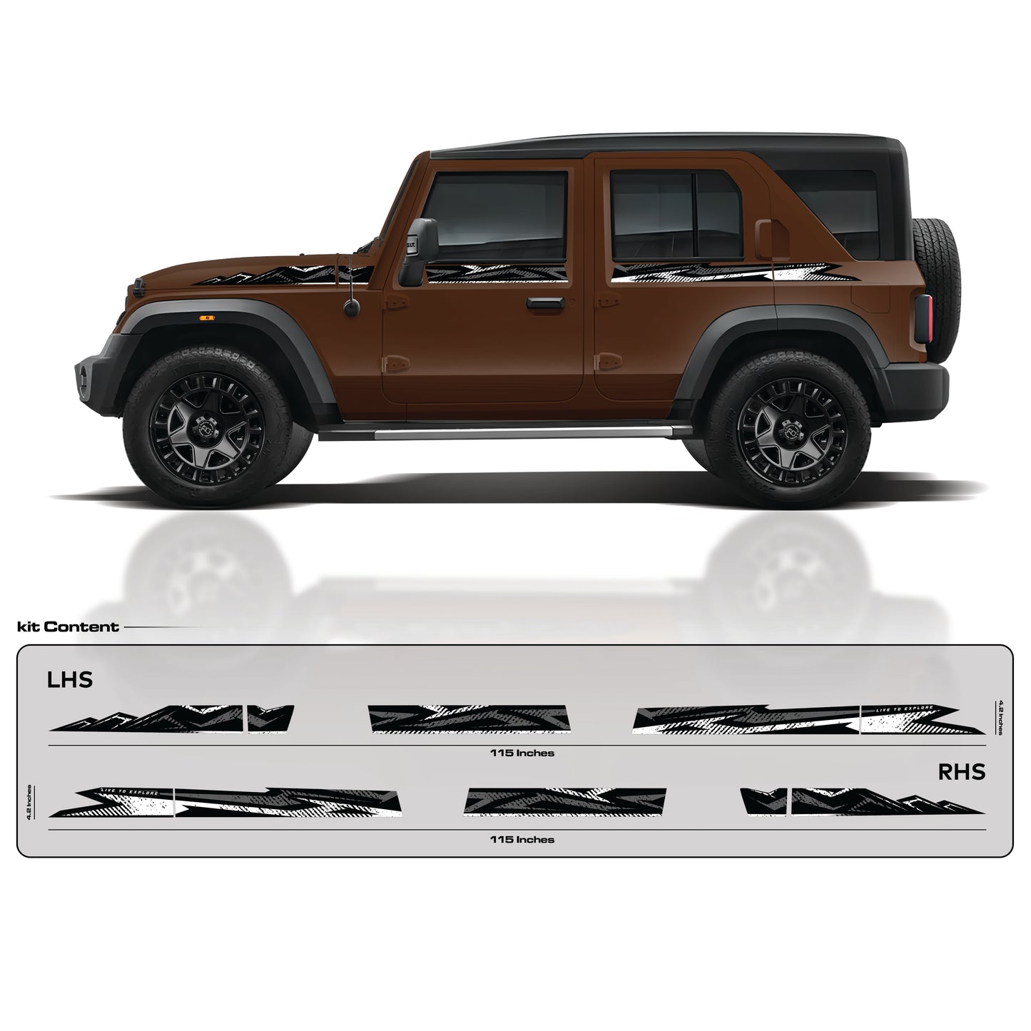 IDE Graphics Series - Trail X Edition for Mahindra Thar Roxx (Burnt Sienna)