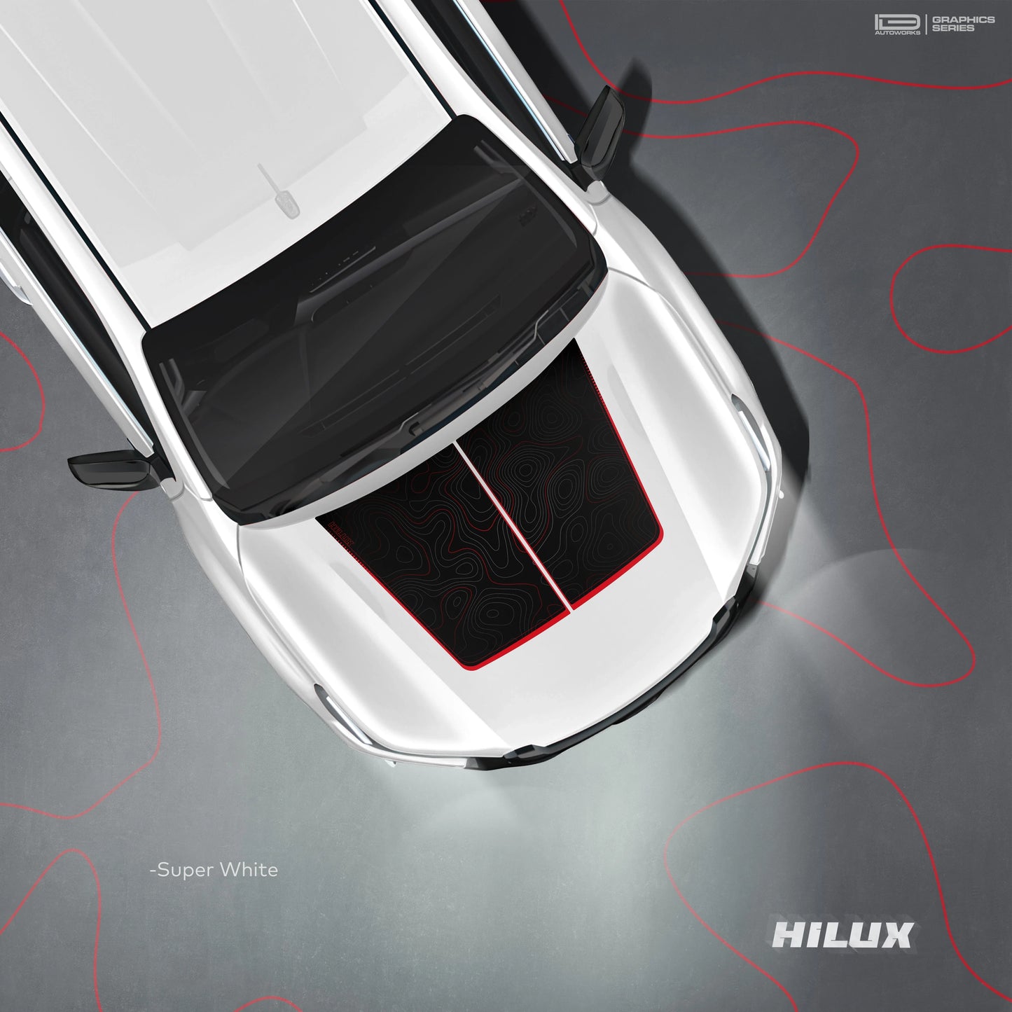 Neo Trail Edition Bonnet Graphics for Toyota Hilux white