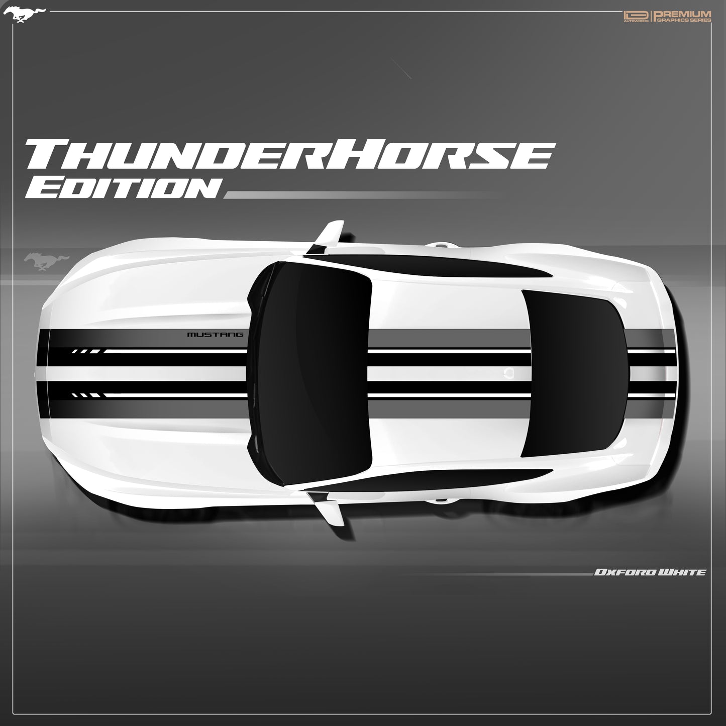 IDE PREMIUM GRAPHICS SERIES - ThunderHorse Edition Top for Ford Mustang (Oxford White)