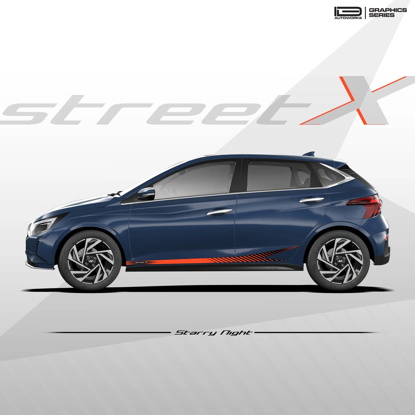 Street X Series Graphics for Hyundai i20 blue
