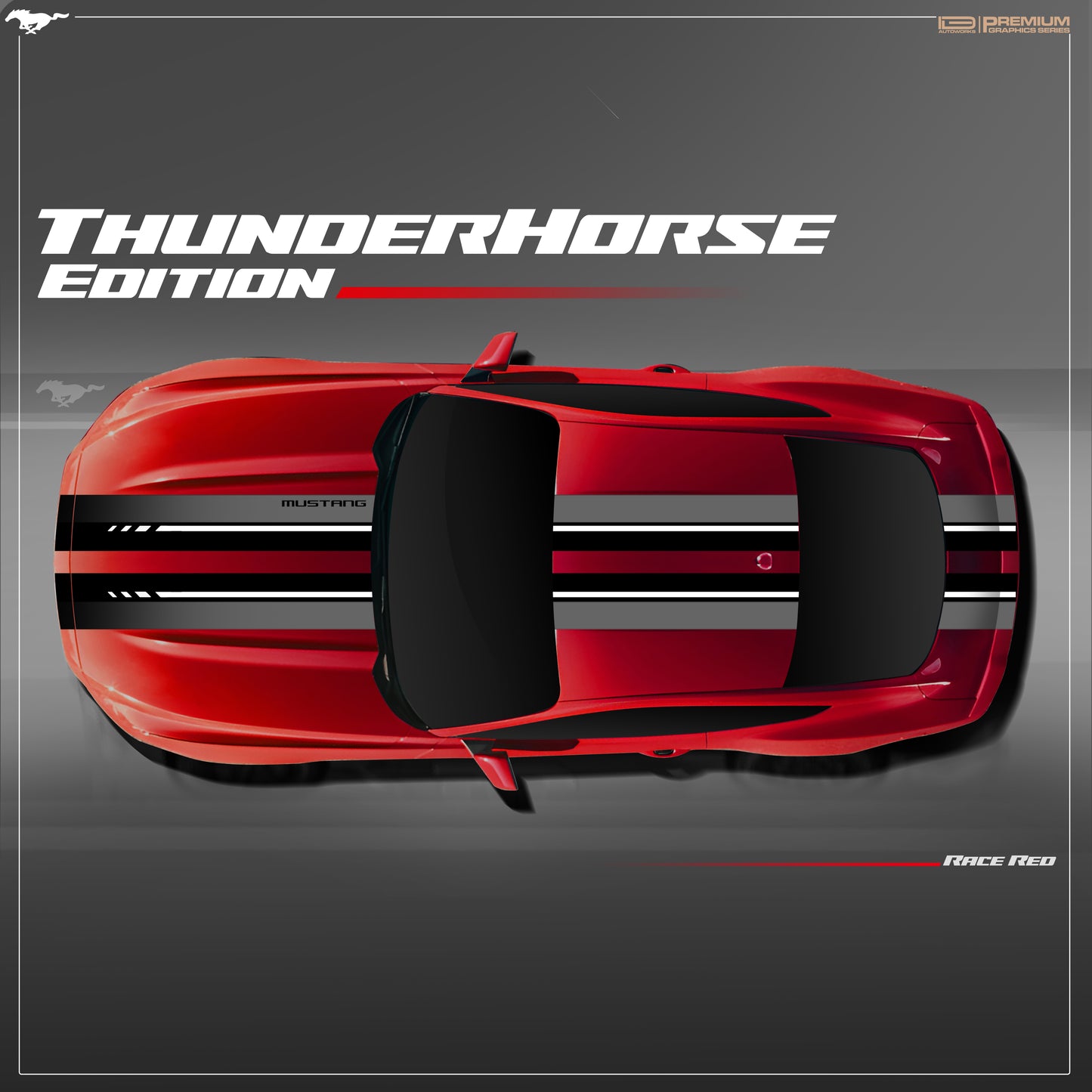 IDE PREMIUM GRAPHICS SERIES - ThunderHorse Edition Top for Ford Mustang (Race Red)