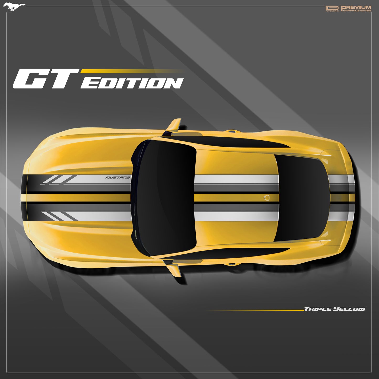 IDE PREMIUM GRAPHICS SERIES - GT Edition Top for Ford Mustang (Triple Yellow)