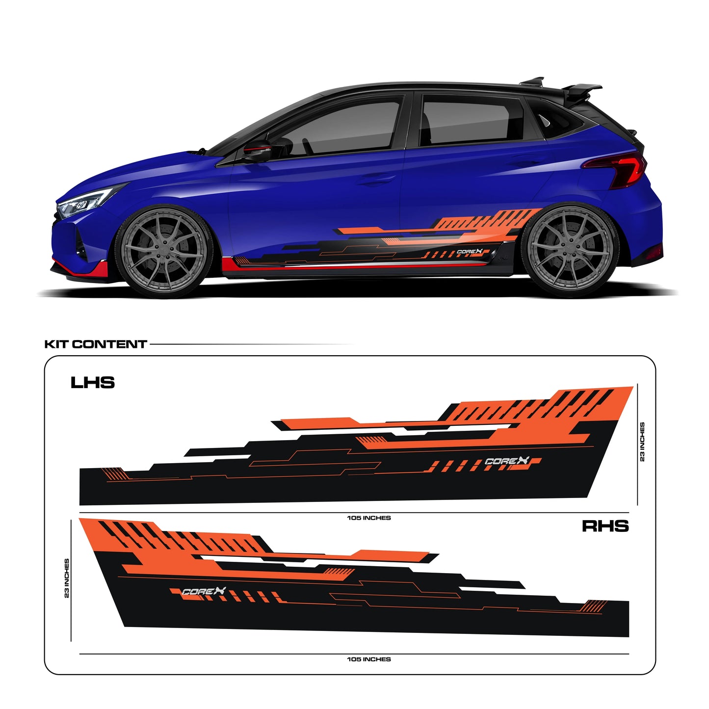 CoreX Edition Graphics for Hyundai i20 blue