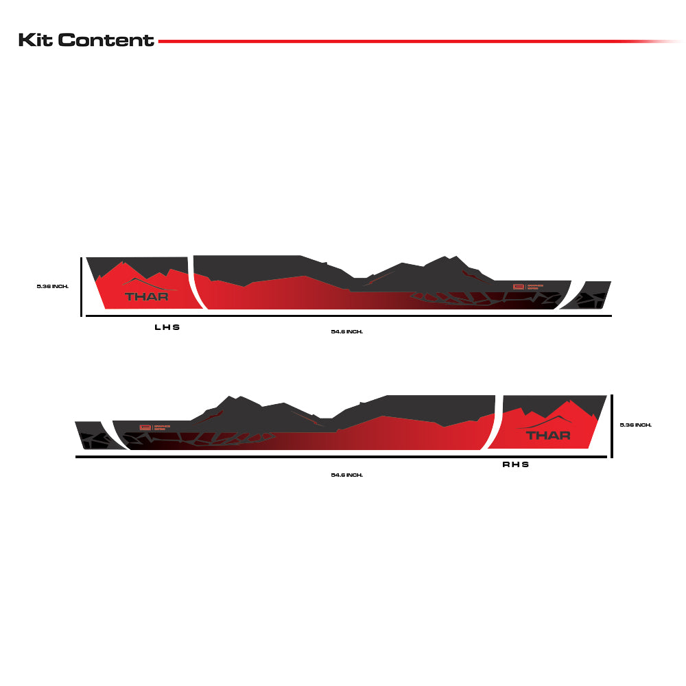 IDE Graphics Series - Explorer Edition | Only Side Decals for Mahindra Thar / Deep Grey