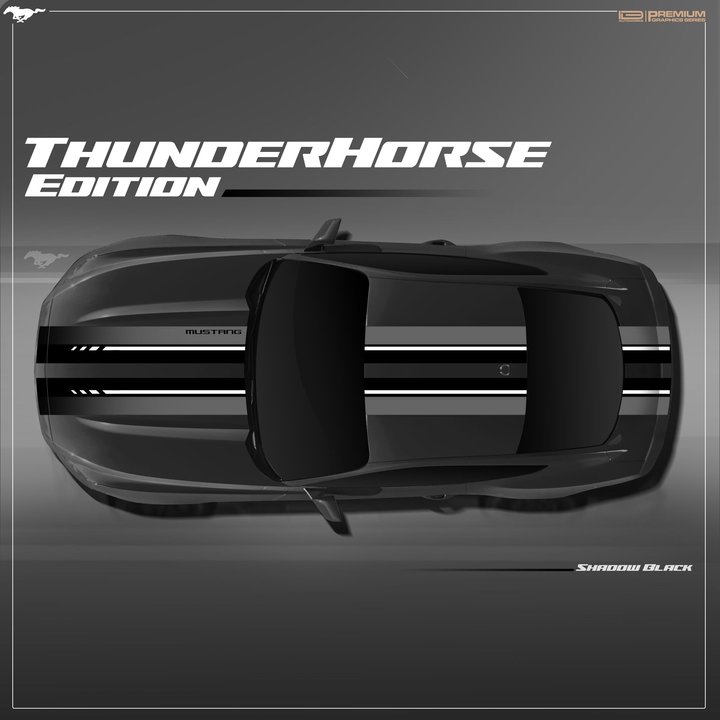 IDE PREMIUM GRAPHICS SERIES - ThunderHorse Edition Top for Ford Mustang (Shadow Black)