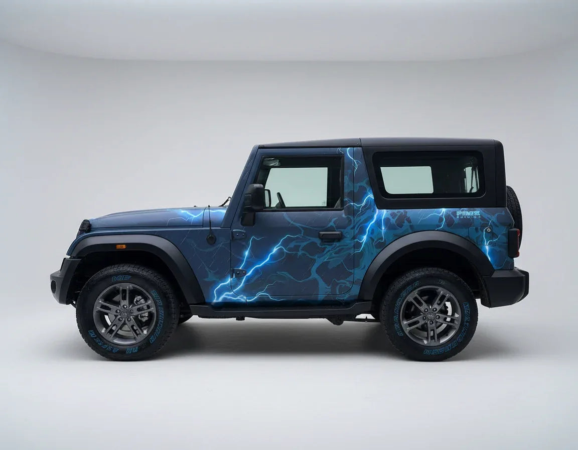 Thunder Edition Graphics for Mahindra Thar blue