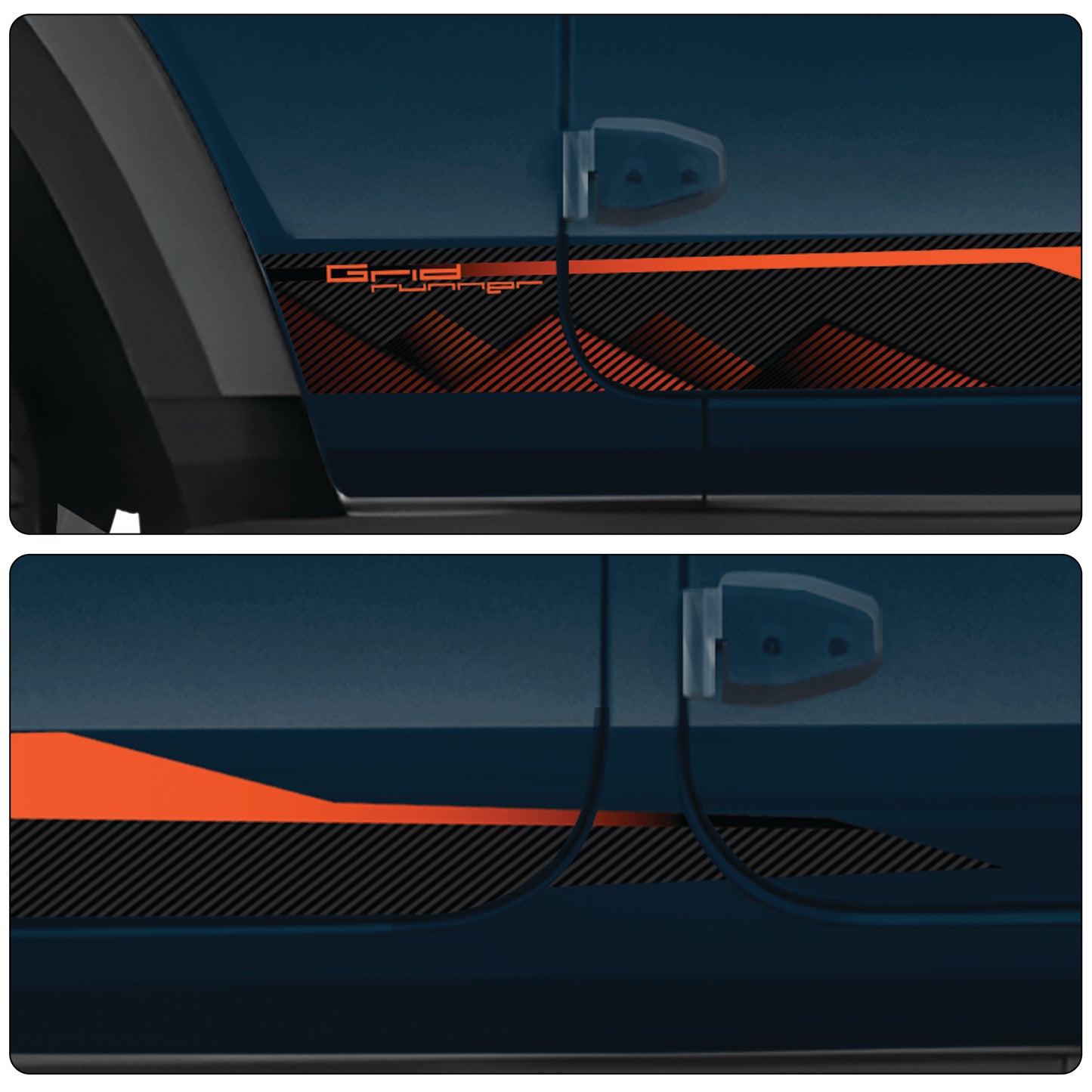 IDE Graphics Series - Grid Runner Edition for Mahindra Thar Roxx / Only Side Decals (Nebula Blue)