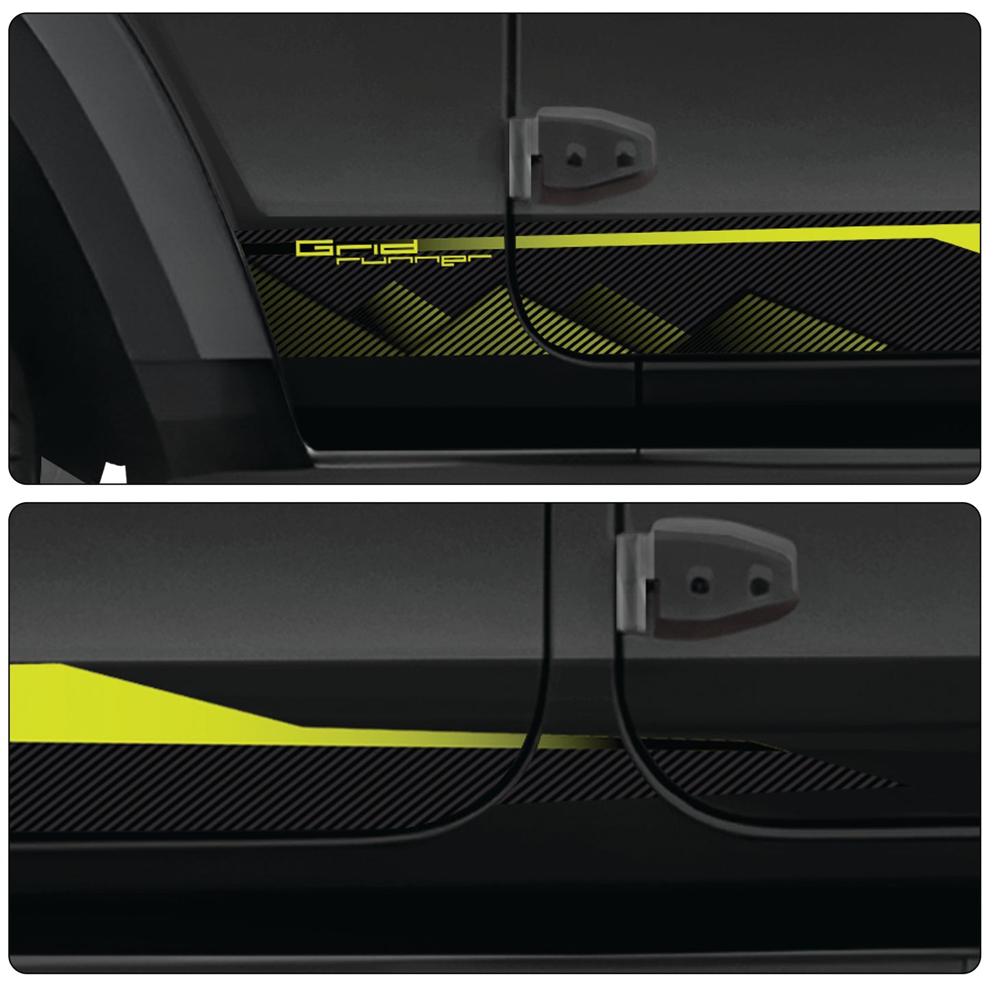 IDE Graphics Series - Grid Runner Edition for Mahindra Thar Roxx / Only Side Decals (Stealth Black)