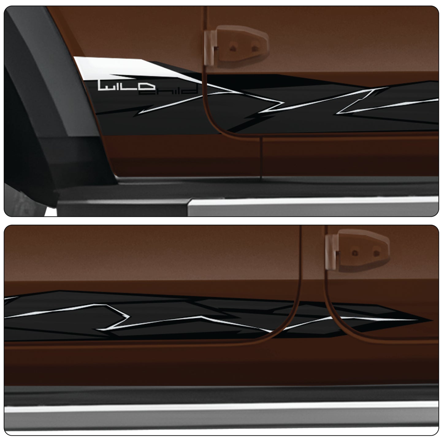 IDE Graphics Series - Wild X Edition for Mahindra Thar Roxx / Only Side Decals (Burnt Sienna)