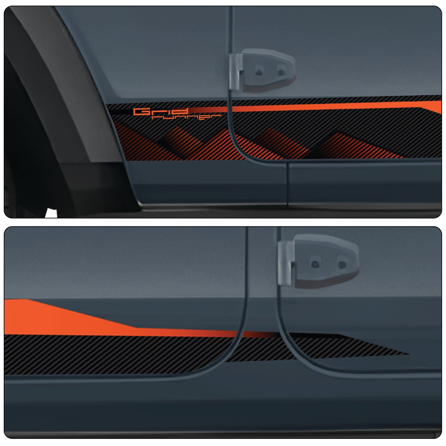 IDE Graphics Series - Grid Runner Edition for Mahindra Thar Roxx / Only Side Decals  (Battleship Grey)