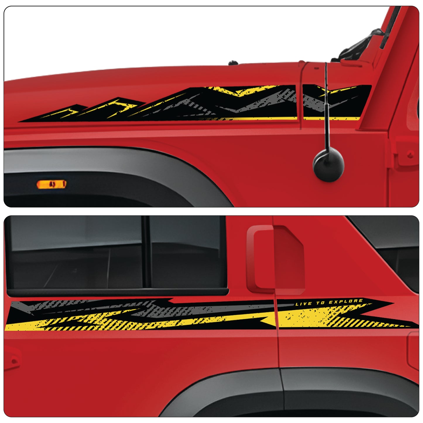 IDE Graphics Series - Trail X Edition for Mahindra Thar Roxx (Tango Red)